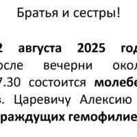 Молебен св. Царевичу Алексею 12 августа